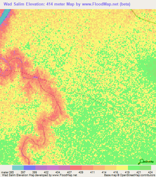 Wad Salim,Sudan Elevation Map
