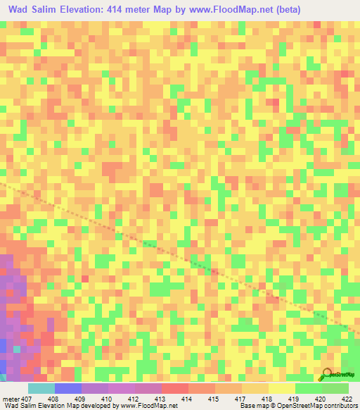 Wad Salim,Sudan Elevation Map
