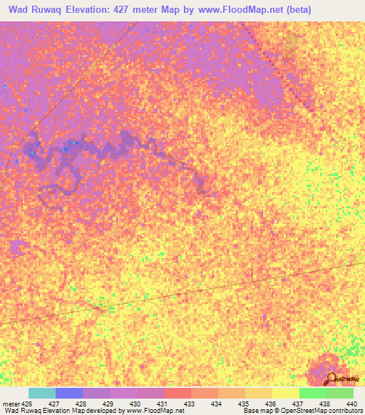 Wad Ruwaq,Sudan Elevation Map
