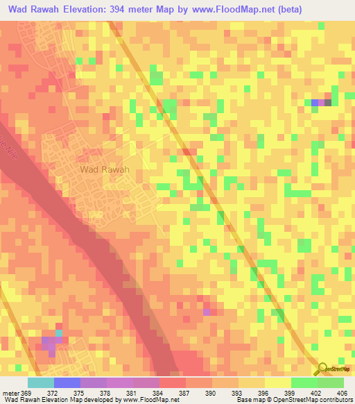 Wad Rawah,Sudan Elevation Map
