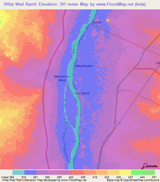 Hillat Wad Ramli,Sudan Elevation Map