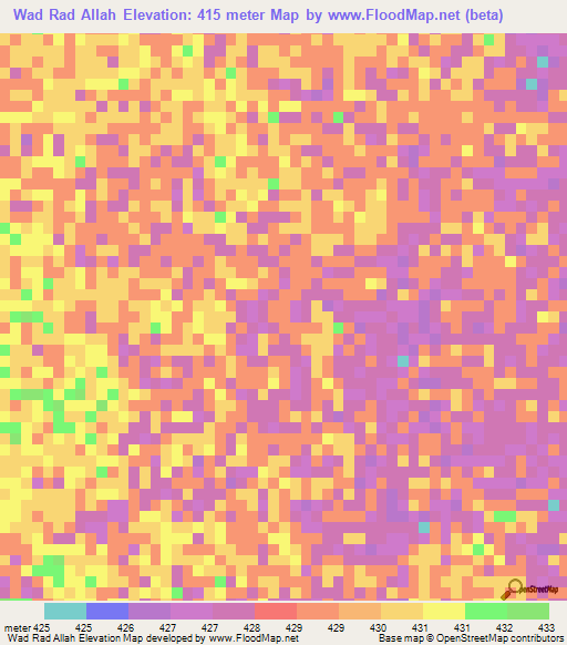 Wad Rad Allah,Sudan Elevation Map