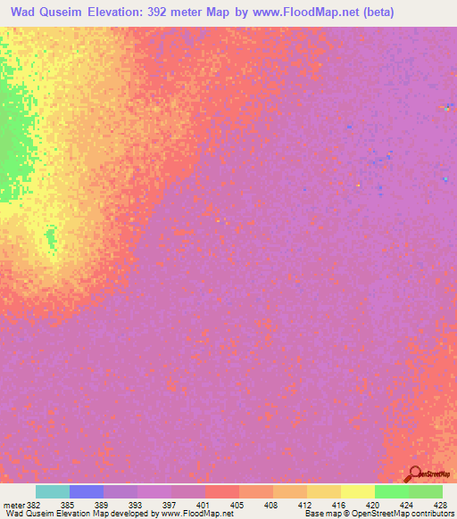 Wad Quseim,Sudan Elevation Map