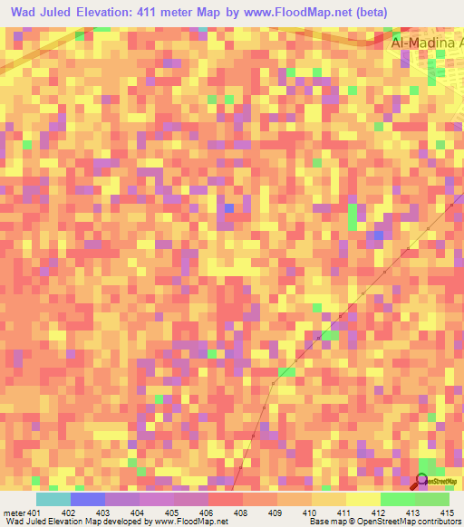 Wad Juled,Sudan Elevation Map