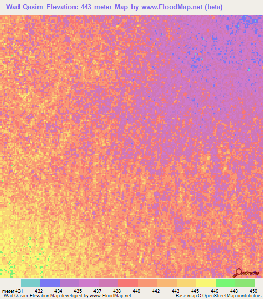 Wad Qasim,Sudan Elevation Map