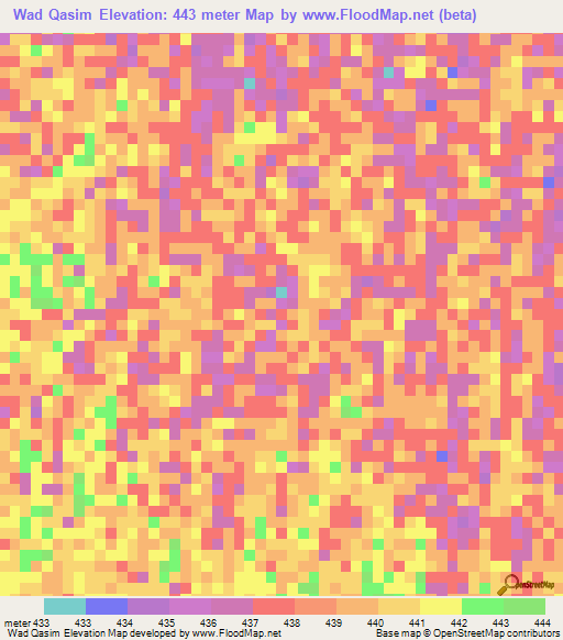 Wad Qasim,Sudan Elevation Map