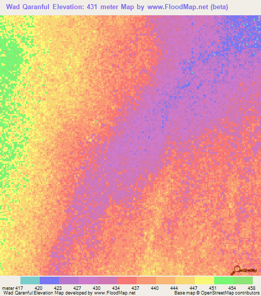 Wad Qaranful,Sudan Elevation Map