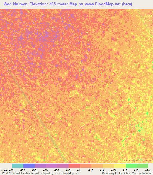 Wad Nu`man,Sudan Elevation Map