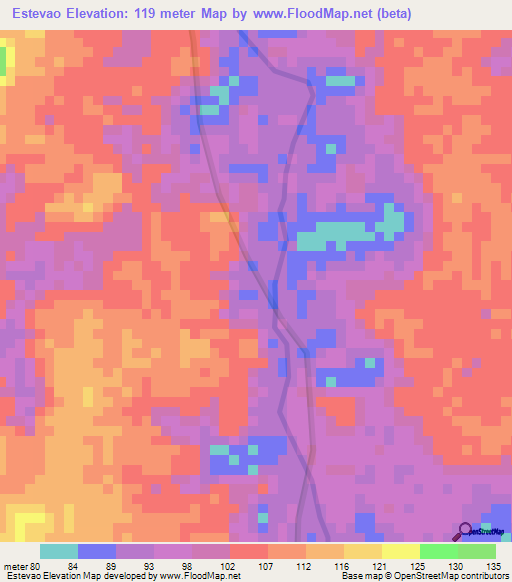 Estevao,Venezuela Elevation Map