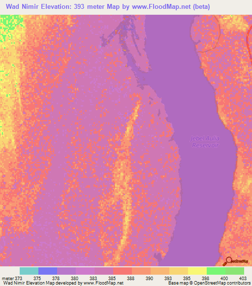 Wad Nimir,Sudan Elevation Map