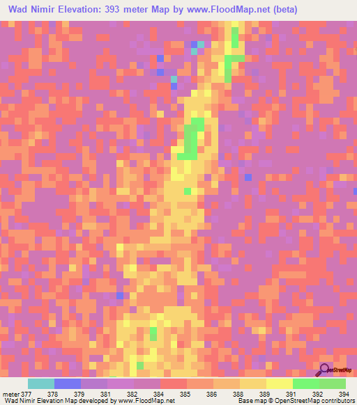 Wad Nimir,Sudan Elevation Map
