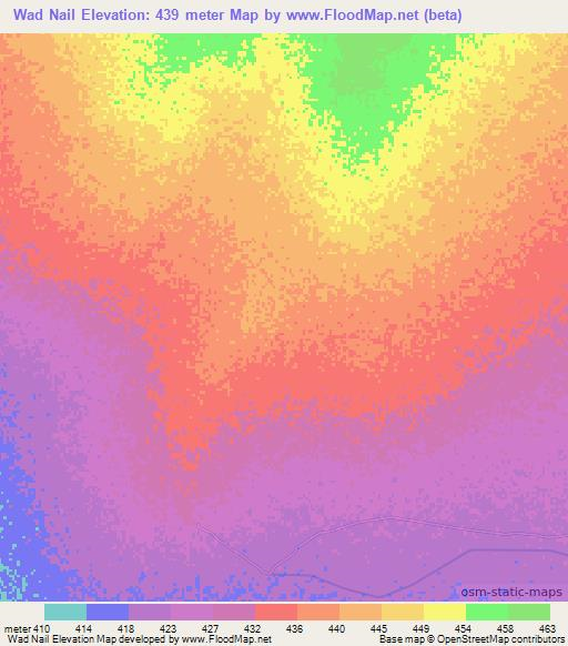 Wad Nail,Sudan Elevation Map