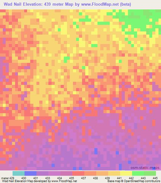 Wad Nail,Sudan Elevation Map