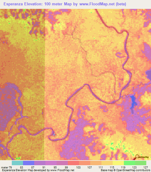 Esperanza,Venezuela Elevation Map
