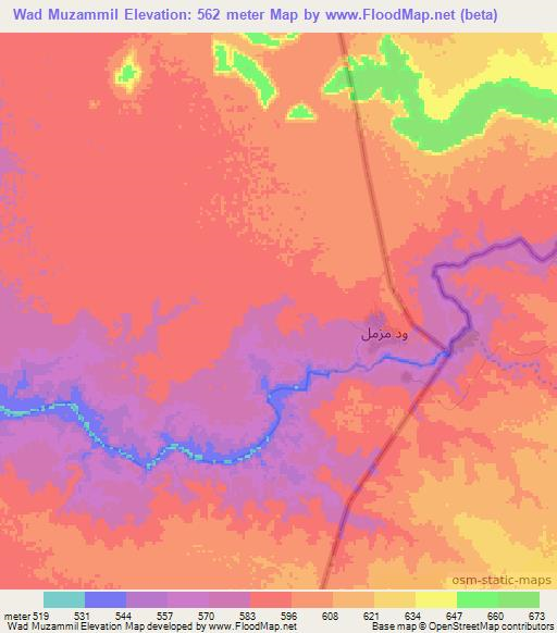 Wad Muzammil,Sudan Elevation Map
