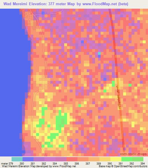 Wad Mereimi,Sudan Elevation Map
