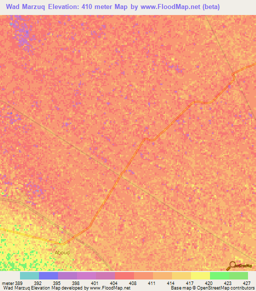 Wad Marzuq,Sudan Elevation Map