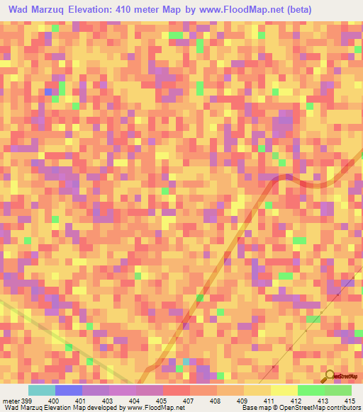 Wad Marzuq,Sudan Elevation Map