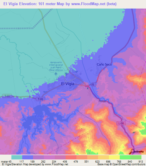 El Vigia,Venezuela Elevation Map