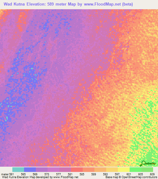 Wad Kutna,Sudan Elevation Map