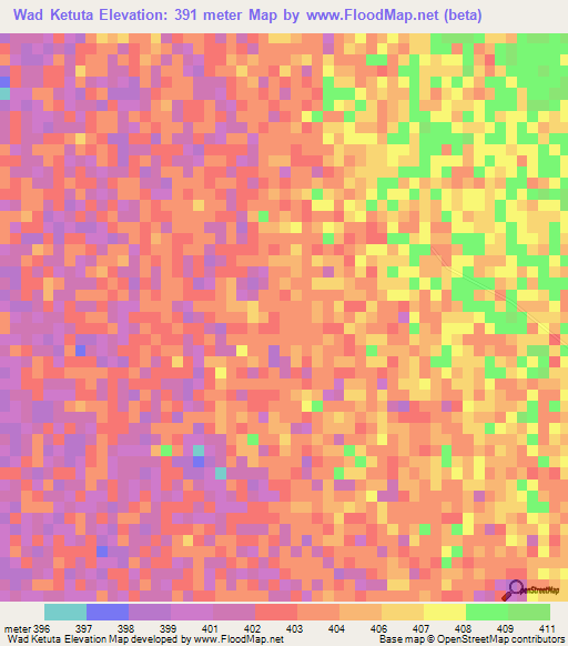 Wad Ketuta,Sudan Elevation Map