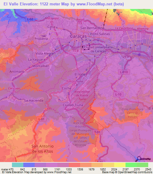 El Valle,Venezuela Elevation Map