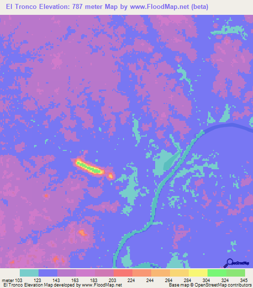 El Tronco,Venezuela Elevation Map