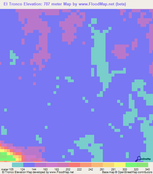 El Tronco,Venezuela Elevation Map