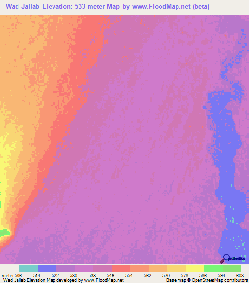 Wad Jallab,Sudan Elevation Map