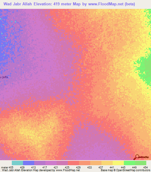 Wad Jabr Allah,Sudan Elevation Map