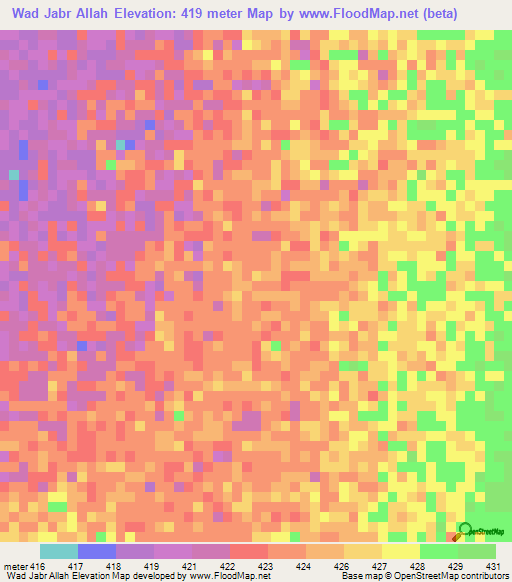 Wad Jabr Allah,Sudan Elevation Map