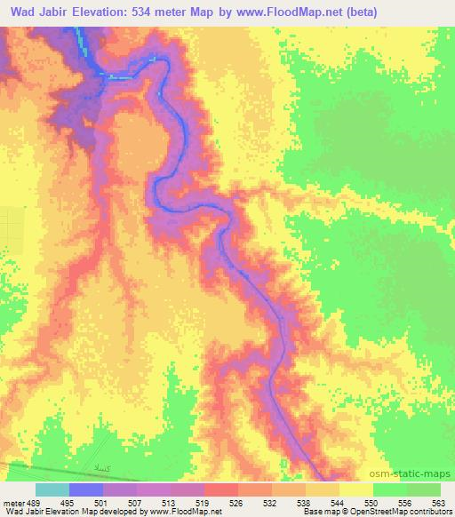 Wad Jabir,Sudan Elevation Map