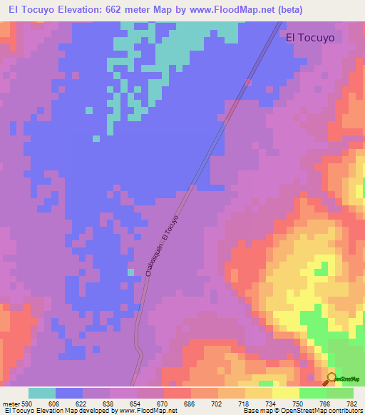 El Tocuyo,Venezuela Elevation Map