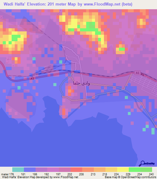 Wadi Halfa',Sudan Elevation Map
