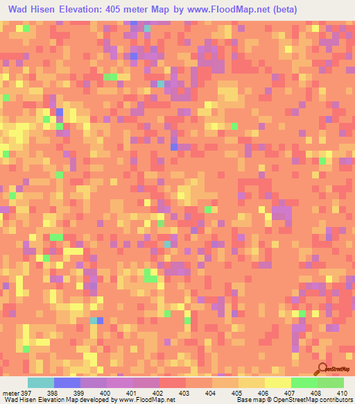 Wad Hisen,Sudan Elevation Map