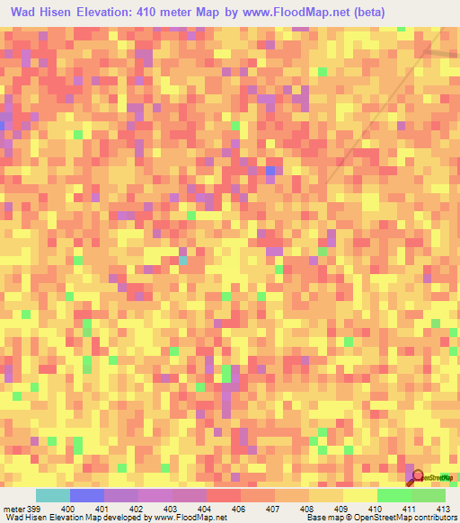 Wad Hisen,Sudan Elevation Map