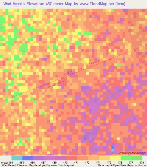 Wad Hassib,Sudan Elevation Map