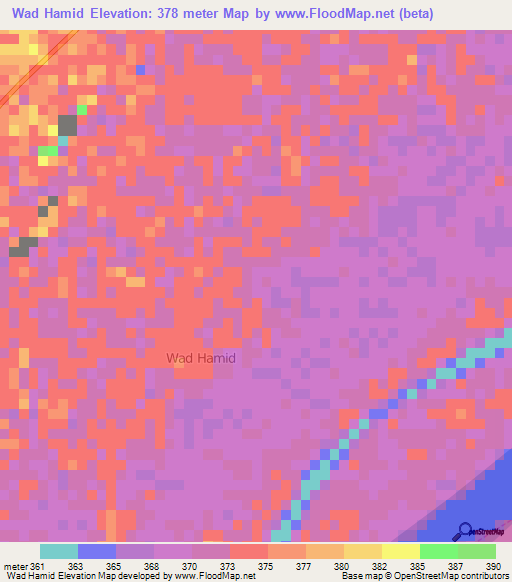 Wad Hamid,Sudan Elevation Map