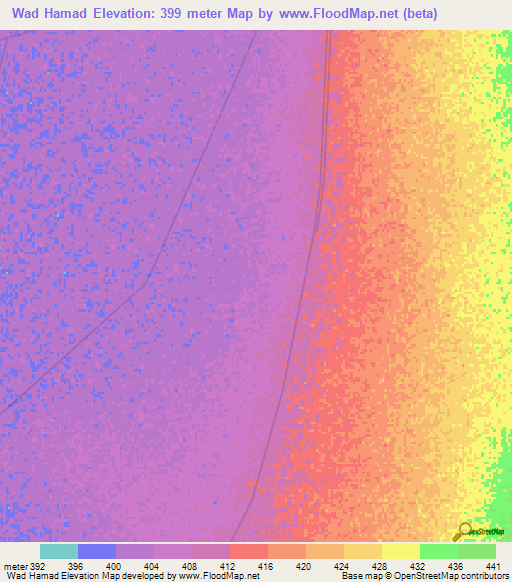 Wad Hamad,Sudan Elevation Map