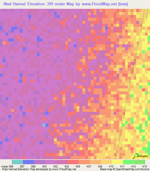 Wad Hamad,Sudan Elevation Map
