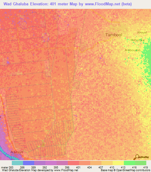 Wad Ghaluba,Sudan Elevation Map