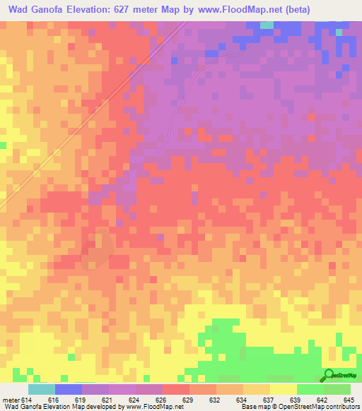 Wad Ganofa,Sudan Elevation Map
