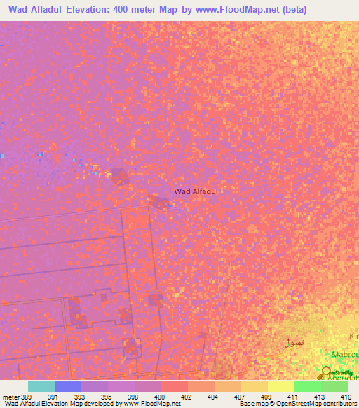 Wad Alfadul,Sudan Elevation Map