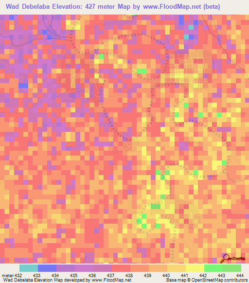 Wad Debelaba,Sudan Elevation Map