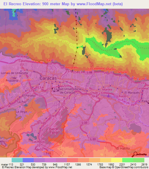 El Recreo,Venezuela Elevation Map