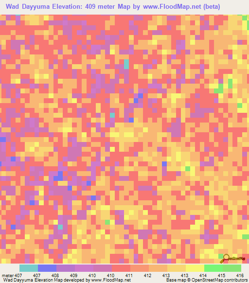 Wad Dayyuma,Sudan Elevation Map