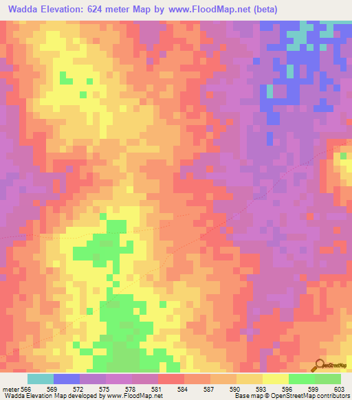 Wadda,Sudan Elevation Map