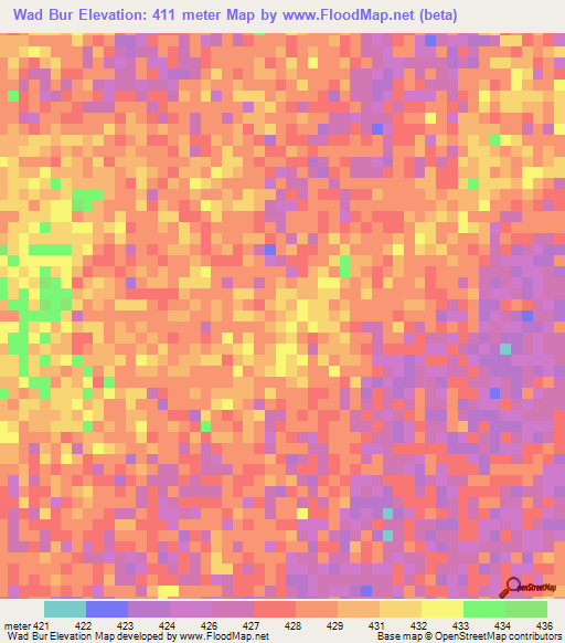 Wad Bur,Sudan Elevation Map