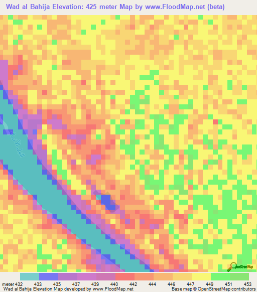 Wad al Bahija,Sudan Elevation Map