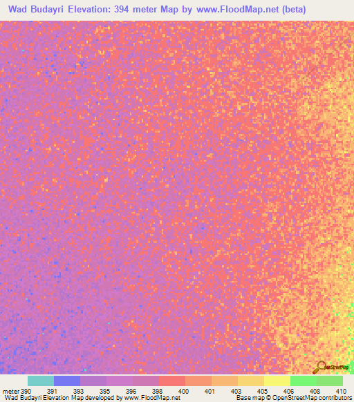 Wad Budayri,Sudan Elevation Map